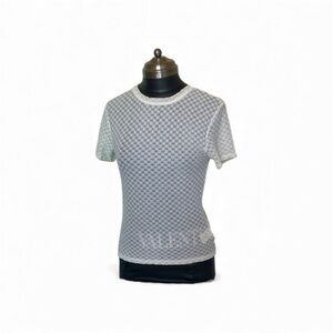 House of Harlow 1960 White Checkered Short Sleeve Top
